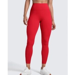 High Waisted Womens Yoga Pants Secretsculpt Workout Leggings Red